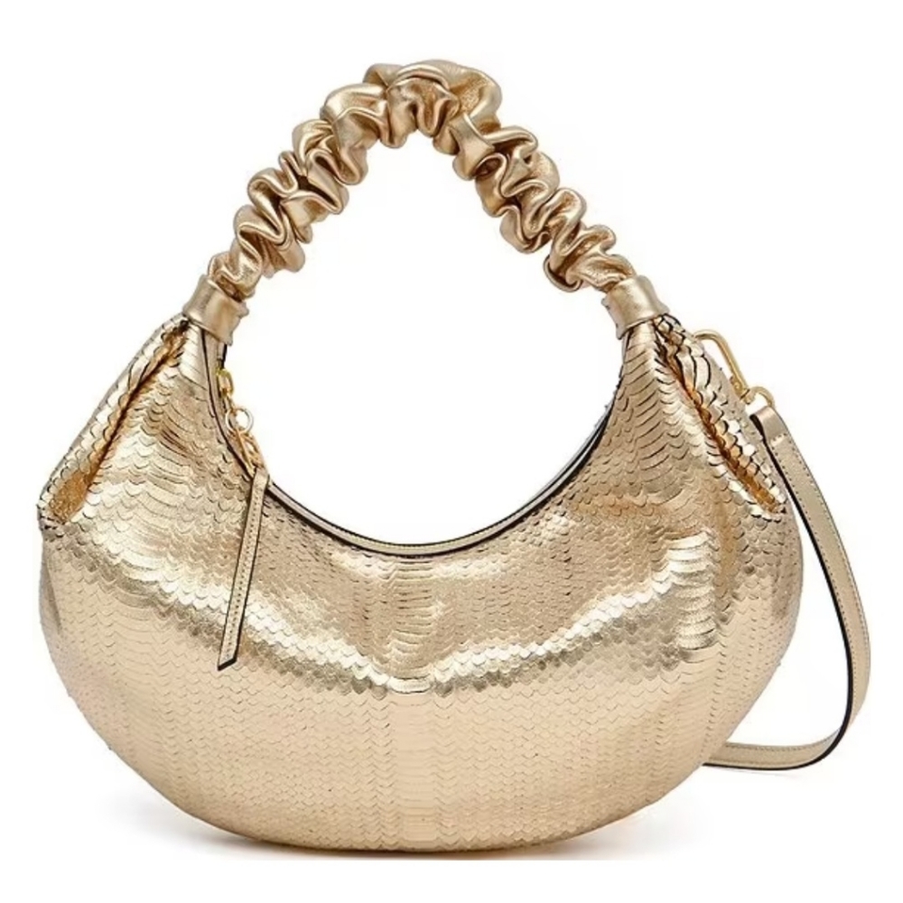 LDT Monroe Metallic Snake Hobo Crossbody Bag